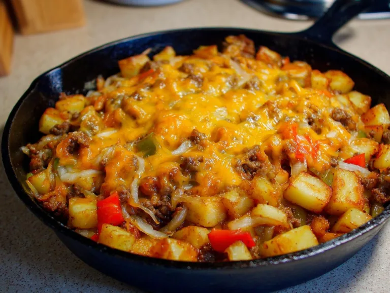 Cheesy Meat Potato Skillet