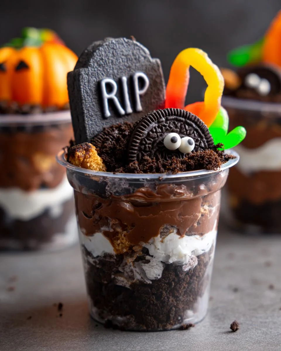 Graveyard Chocolate Pudding Cups - detail 1