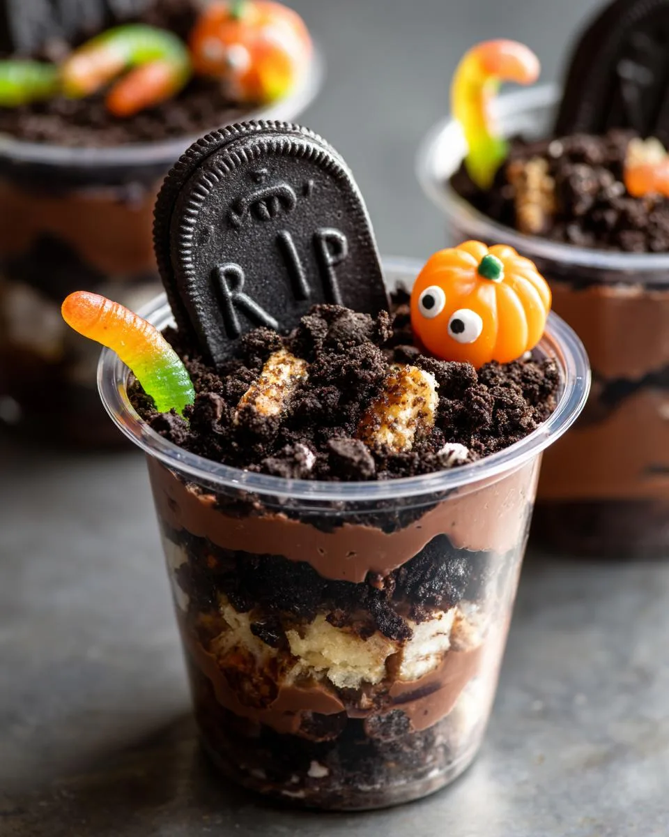Graveyard Chocolate Pudding Cups - detail 2