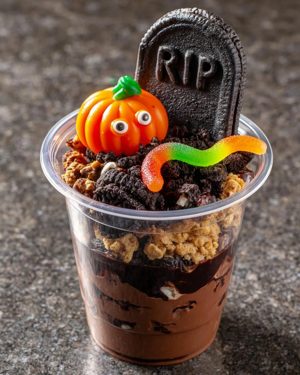 Graveyard Chocolate Pudding Cups - detail 3