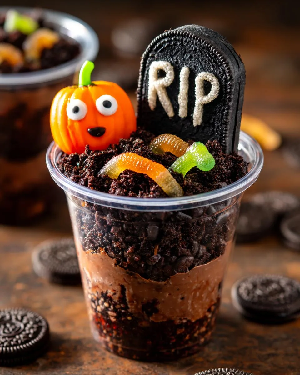 Graveyard Chocolate Pudding Cups - detail 4