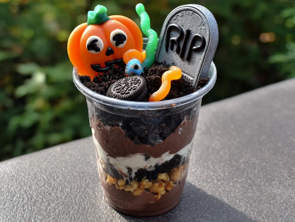 Spooky Graveyard Chocolate Pudding Cups in 20 Minutes