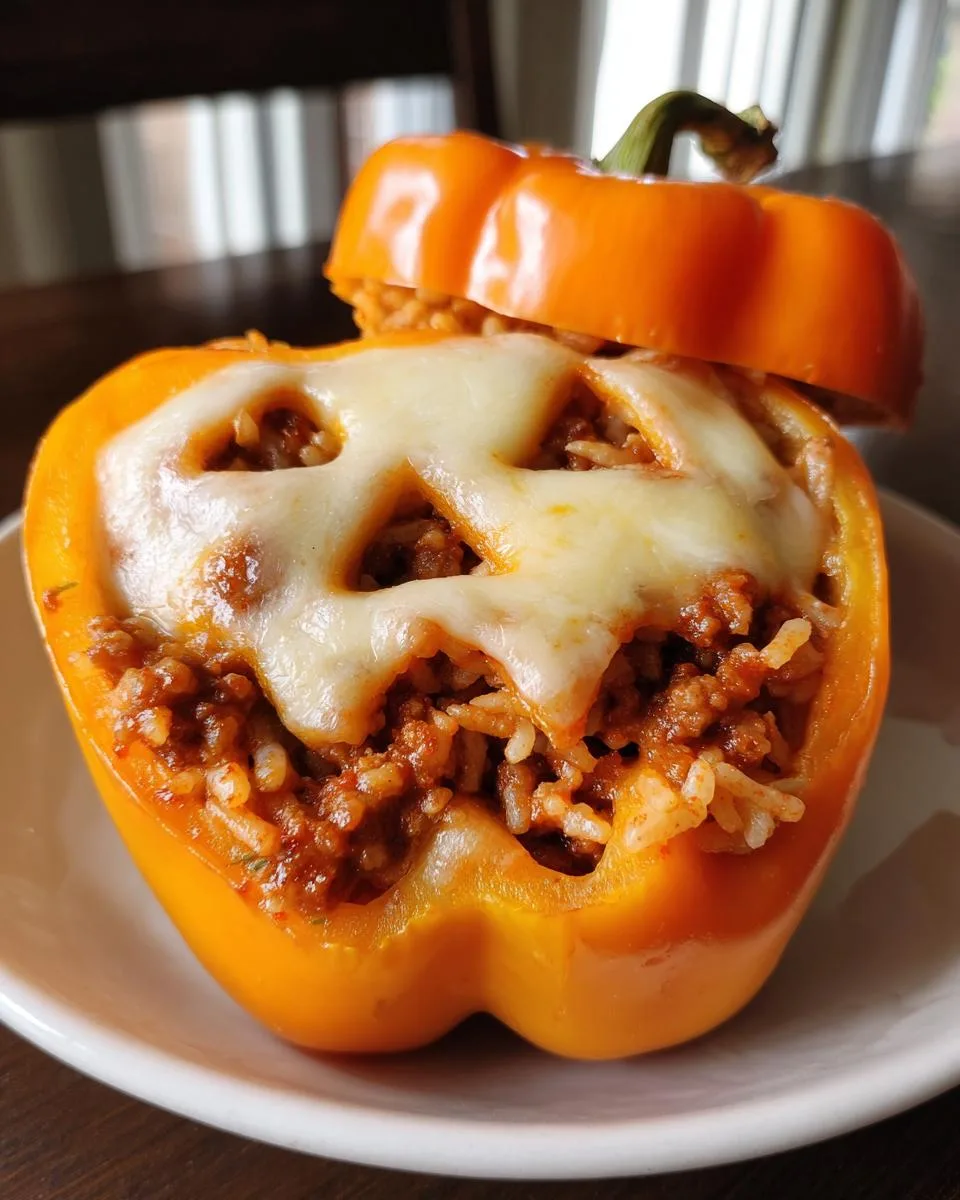 Jack-O-Lantern Stuffed Bell Peppers - detail 2