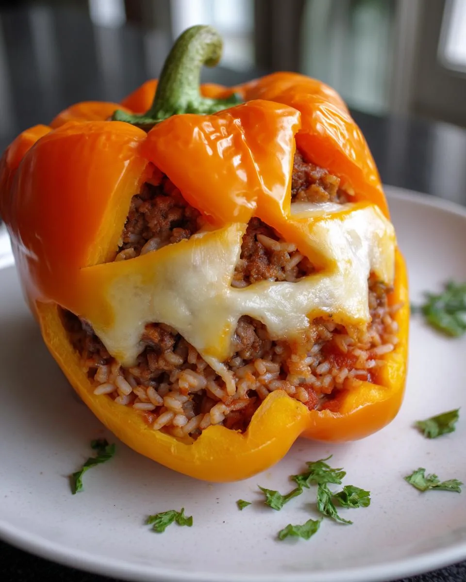 Jack-O-Lantern Stuffed Bell Peppers - detail 3