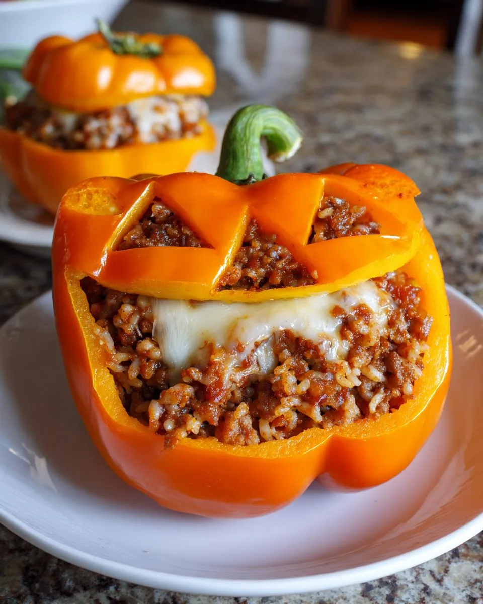 Jack-O-Lantern Stuffed Bell Peppers - detail 4