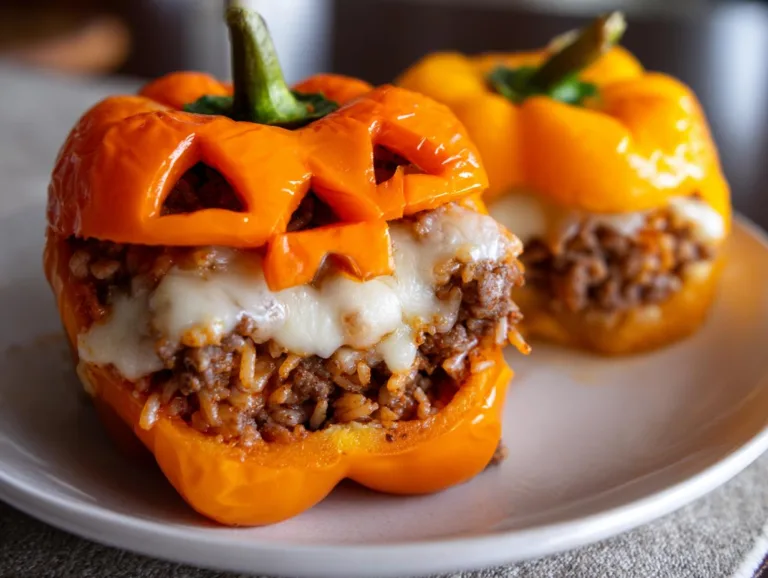 Jack-O-Lantern Stuffed Bell Peppers