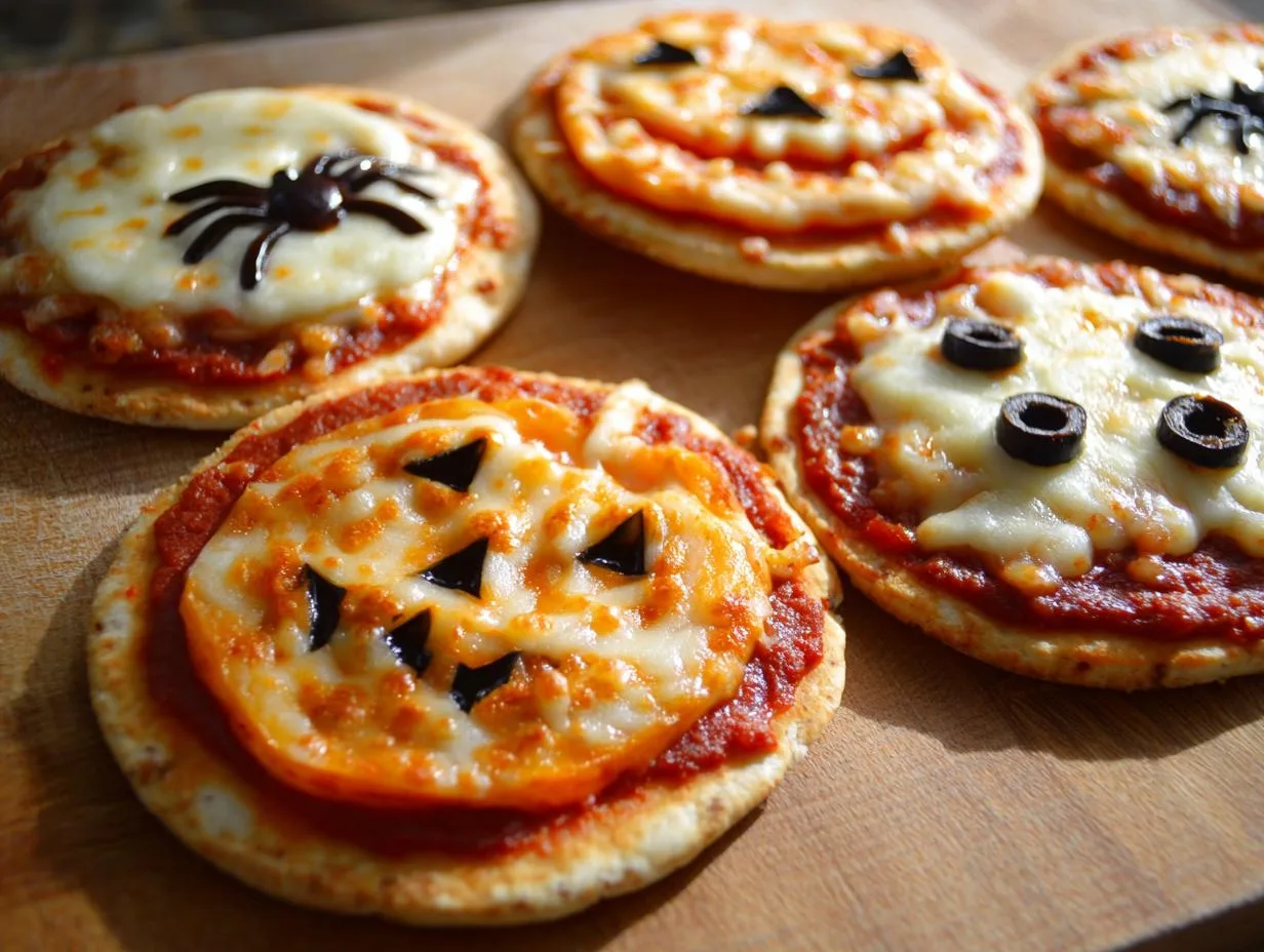 Spooky Mini Halloween Pizzas Kids Will Devour in 30 Minutes