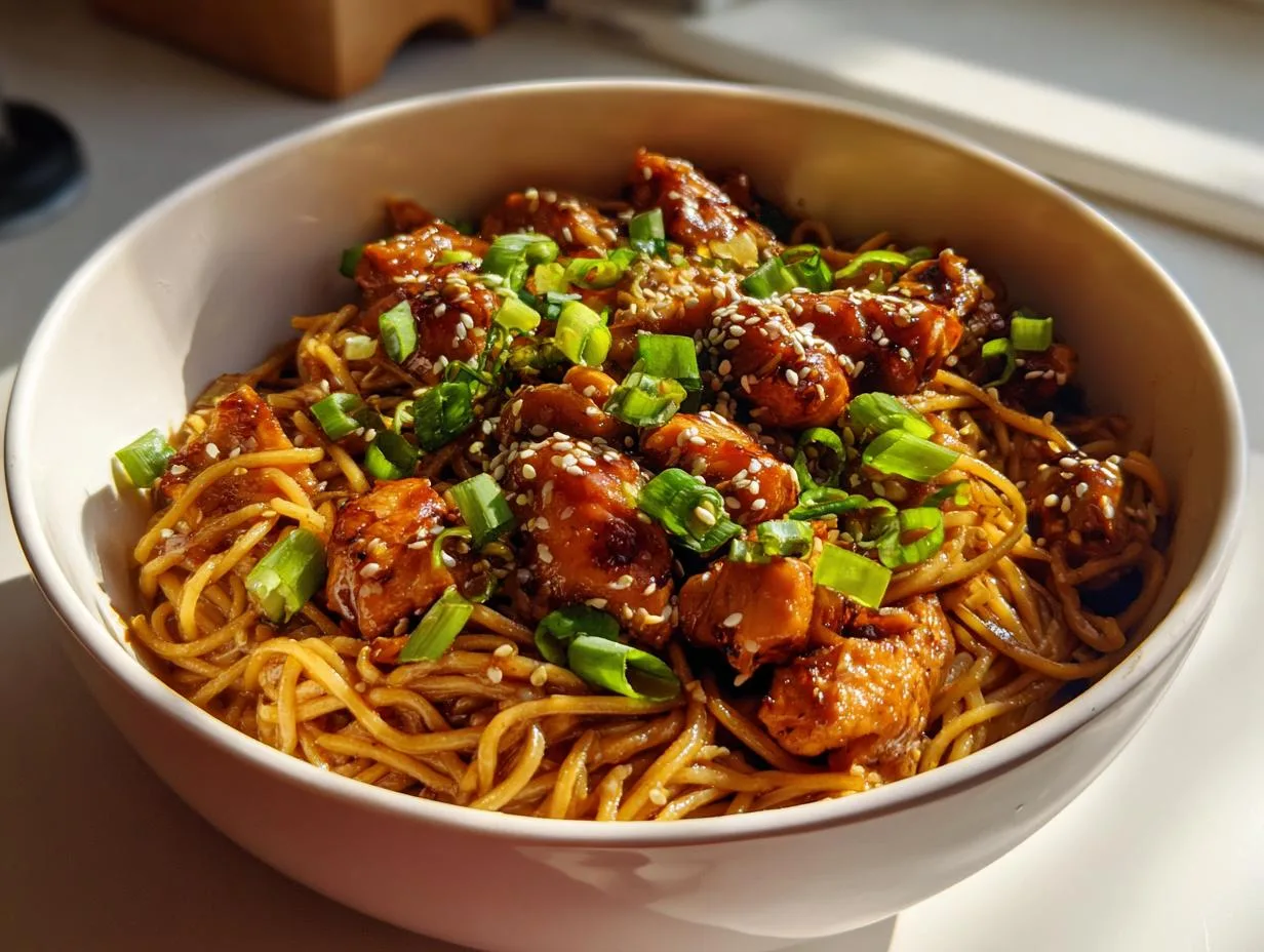 Irresistible Sticky Garlic Chicken Noodles in 30 Minutes