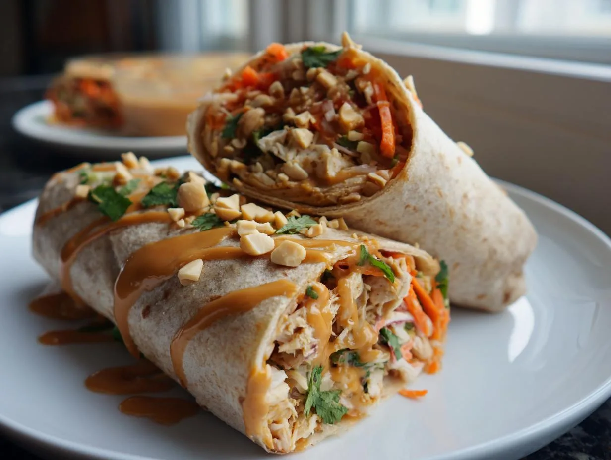 30-Minute Thai Peanut Chicken Wraps: Irresistible & Easy