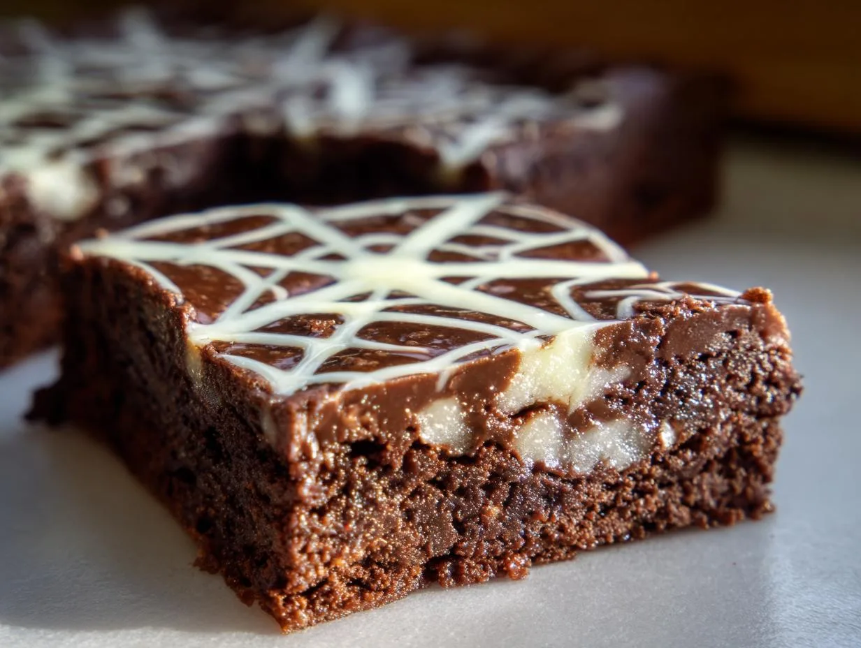 Spooky White Chocolate Spiderweb Brownies in Just 30 Minutes