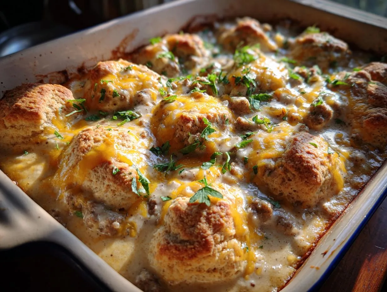 Biscuits and Gravy Breakfast Casserole in 6 Simple Steps