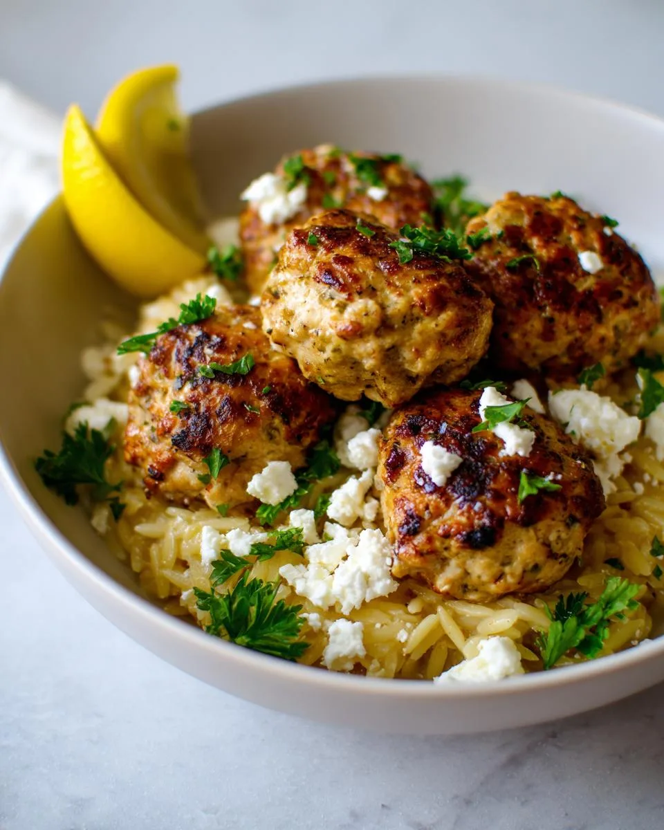 Greek Chicken Meatballs with Lemon Orzo - detail 1
