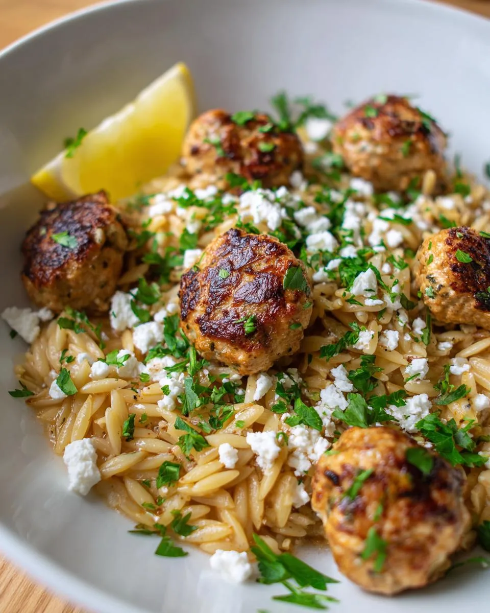 Greek Chicken Meatballs with Lemon Orzo - detail 3