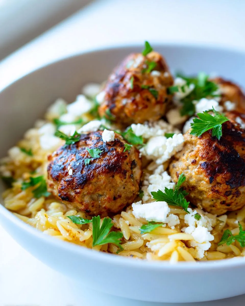 Greek Chicken Meatballs with Lemon Orzo - detail 4
