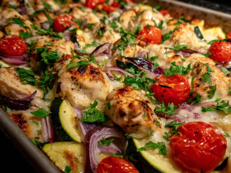 Mediterranean Chicken Zucchini Sheet Pan
