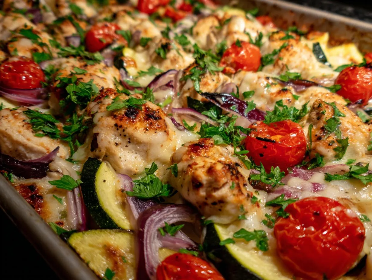Mediterranean Chicken Zucchini Sheet Pan: 5-Star Flavor!