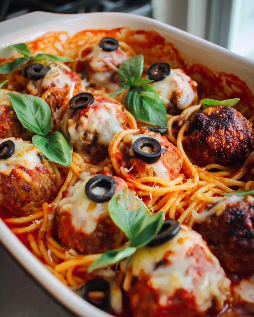 Spooky Spaghetti and Cheese Stuffed Meatballs - detail 2