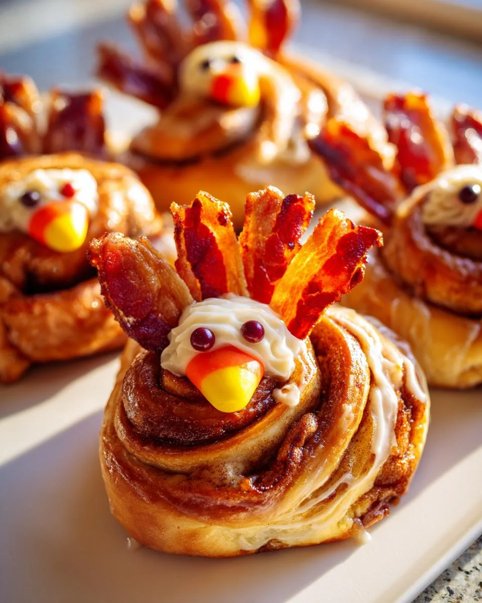 turkey cinnamon rolls with bacon - detail 1