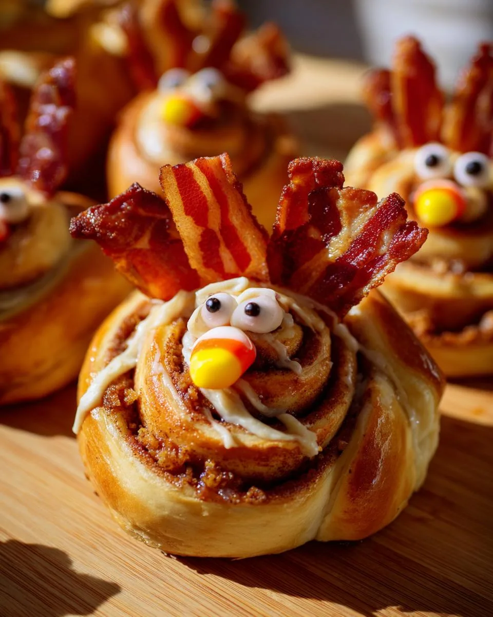 turkey cinnamon rolls with bacon - detail 2