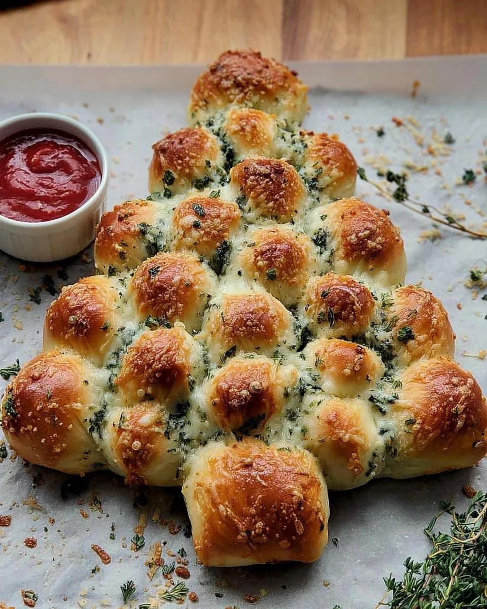 Cheesy Pull Apart Christmas Bread - detail 3