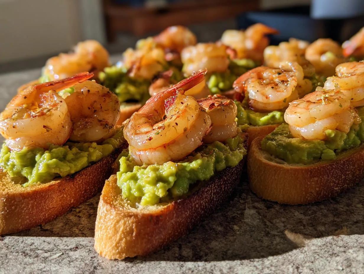 35-Minute Garlic Shrimp Crostini with Avocado: Divine & Easy