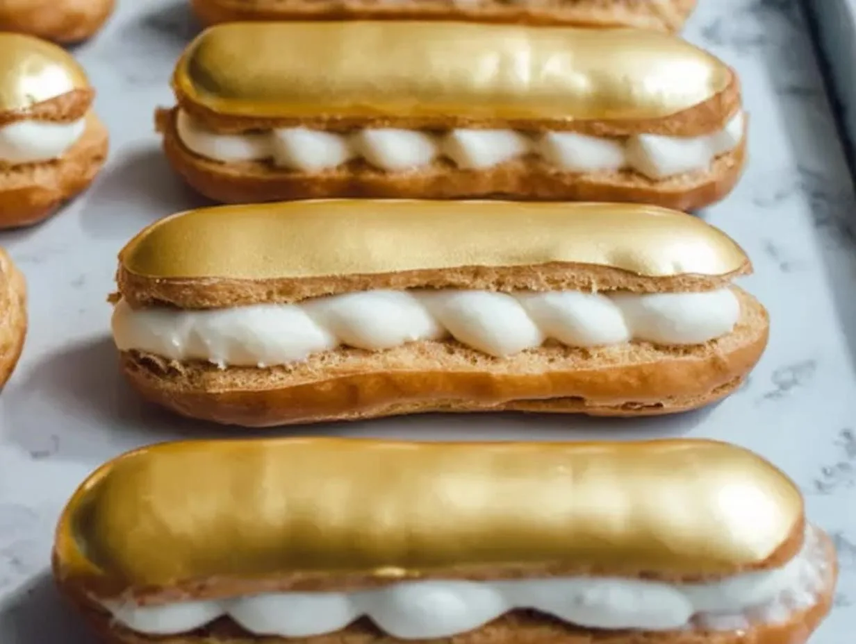 Dazzling New Year’s Eve Éclairs with 5-Star Gold Glaze