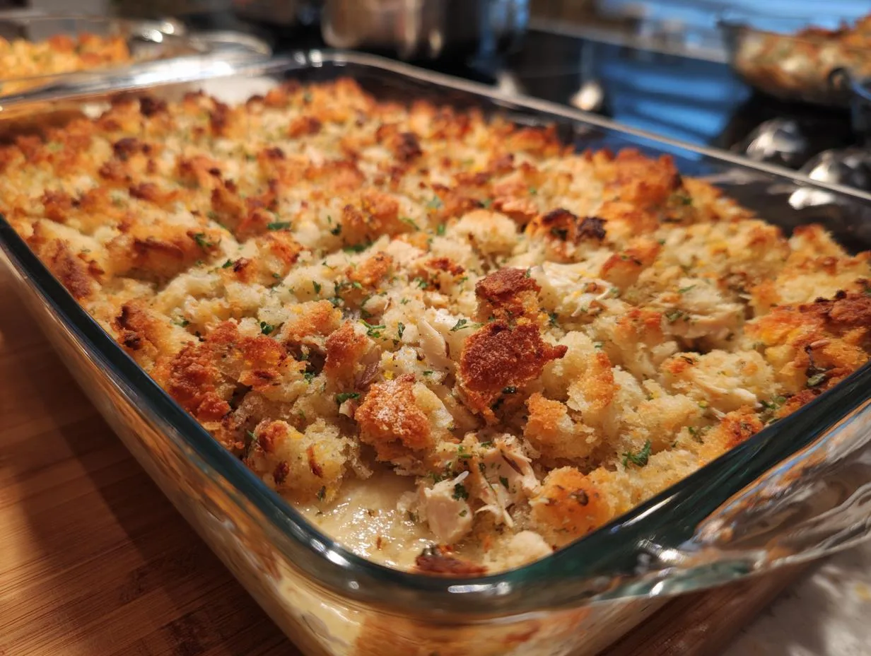 15-Minute Rotisserie Chicken Stuffing Casserole Recipe