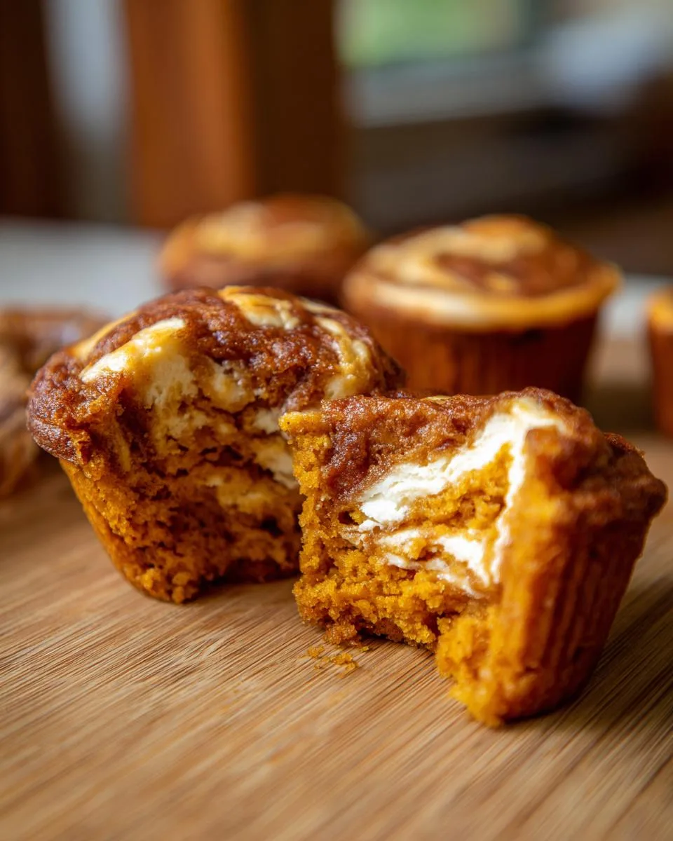 pumpkin cream cheese swirl muffins - detail 1