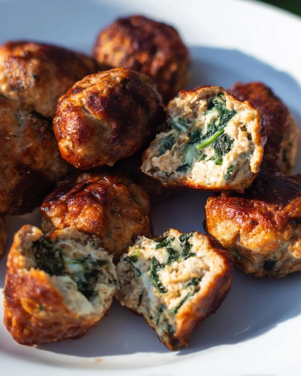 Baked Chicken Ricotta Meatballs with Spinach - detail 1