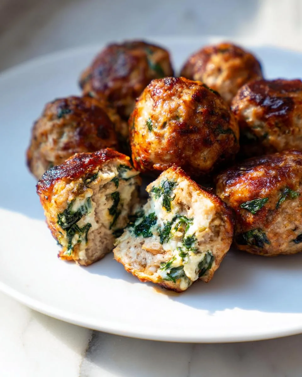 Baked Chicken Ricotta Meatballs with Spinach - detail 3