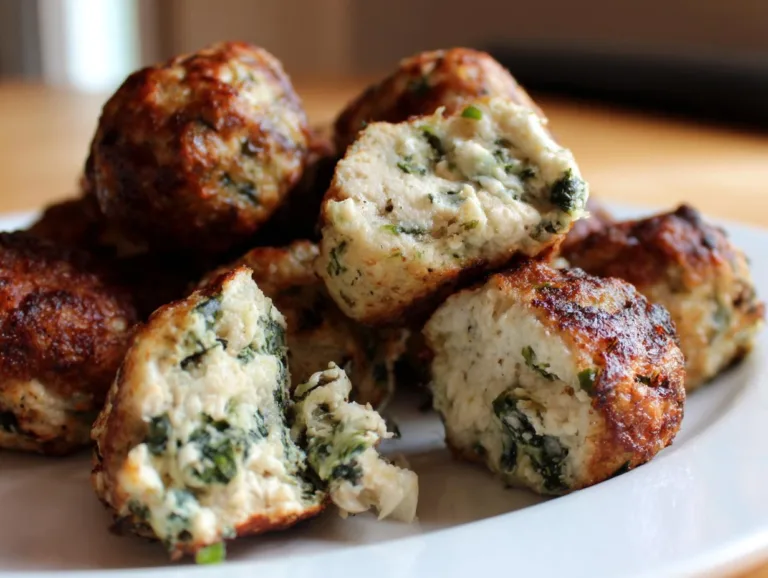 Baked Chicken Ricotta Meatballs with Spinach