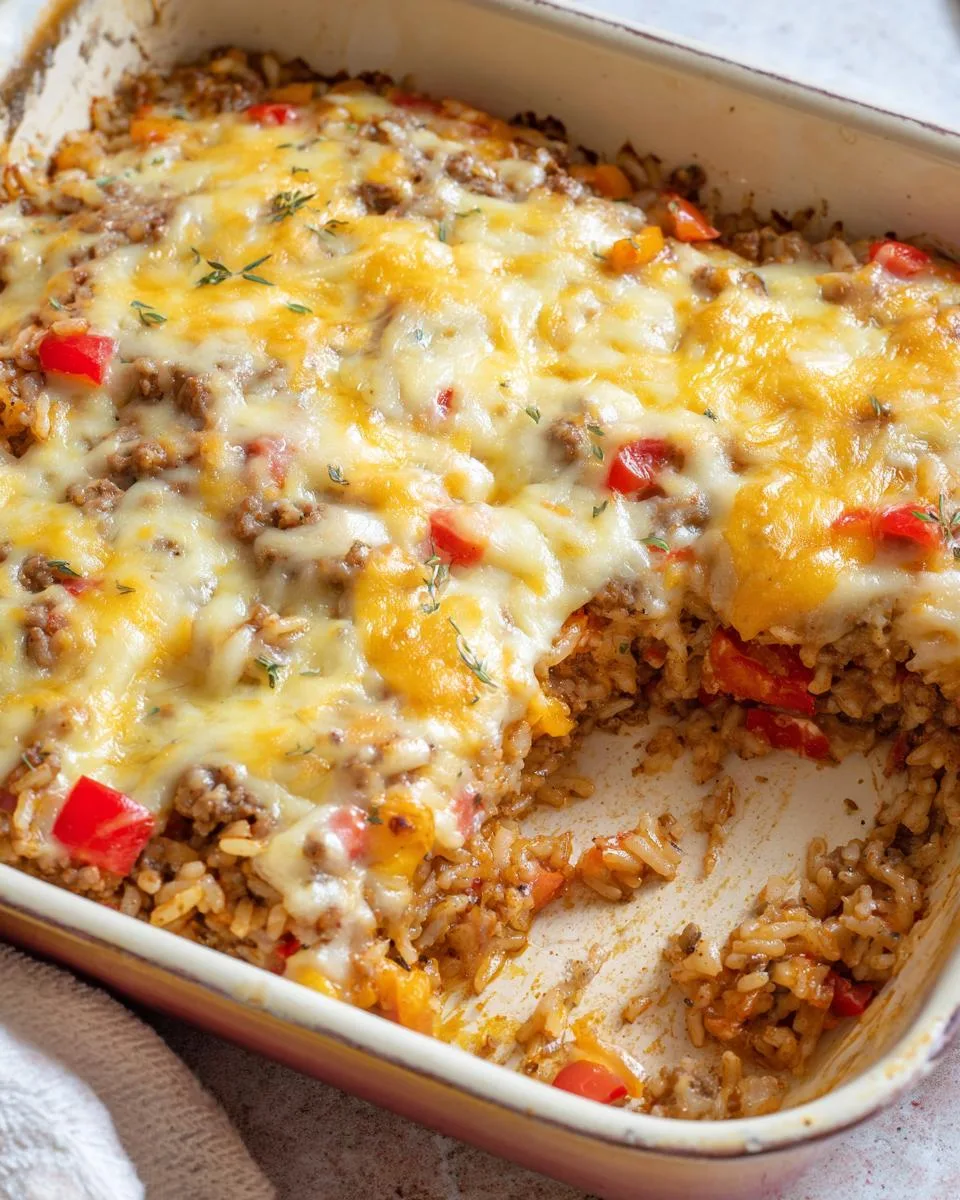 Cheesy Hamburger Rice Casserole - detail 3