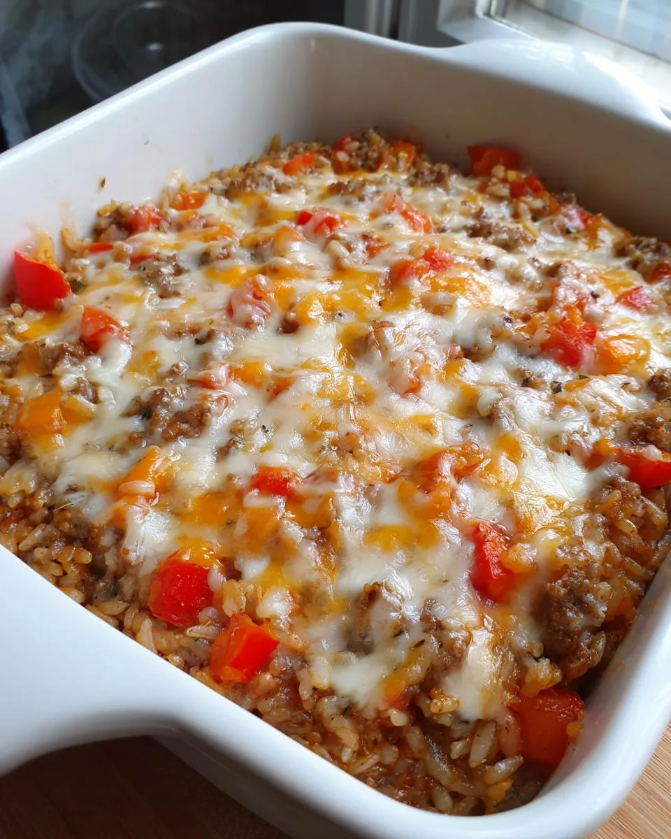Cheesy Hamburger Rice Casserole - detail 4