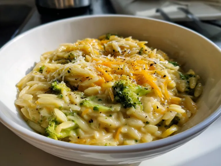 Creamy One-Pot Broccoli Cheddar Orzo