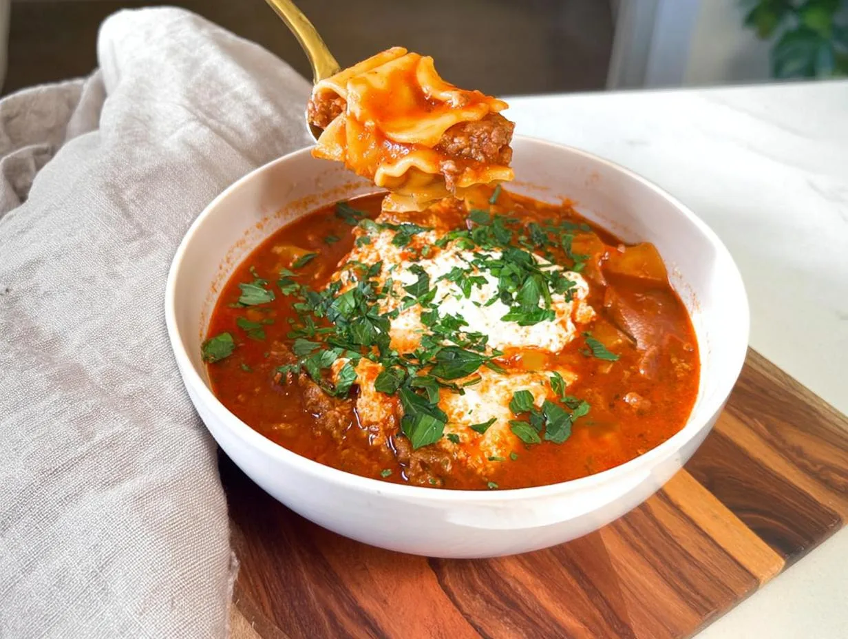 28g Protein Lasagna Soup with Cottage Cheese – So Creamy!