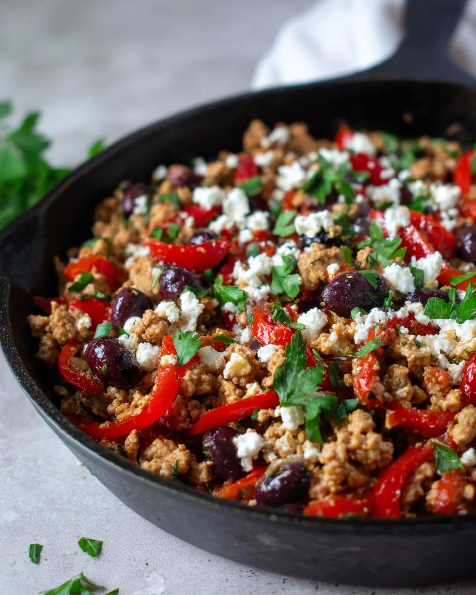 Mediterranean Keto Ground Chicken Skillet - detail 3