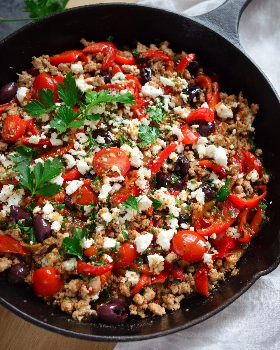 Mediterranean Keto Ground Chicken Skillet - detail 4