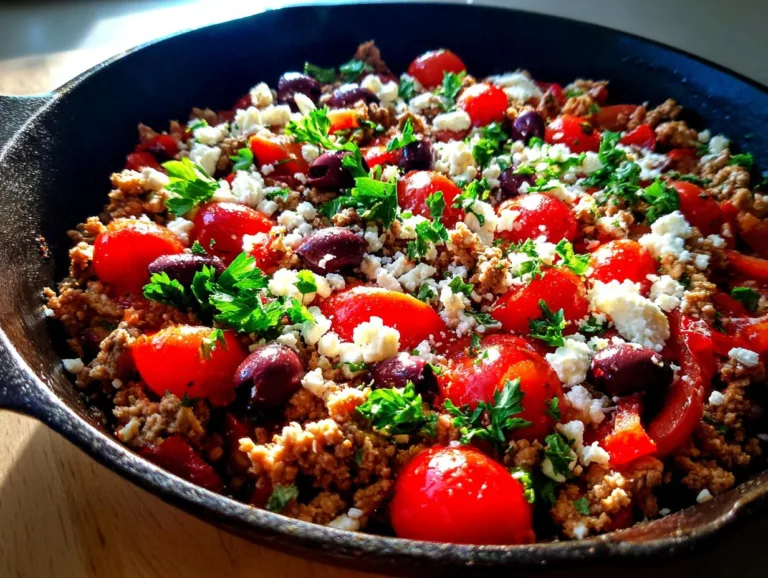 Mediterranean Keto Ground Chicken Skillet