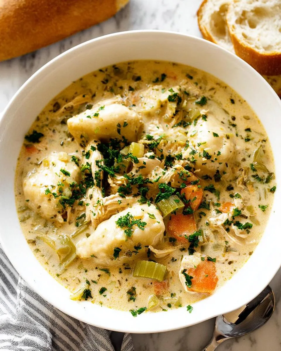One Pot Chicken Dumpling Soup - detail 2