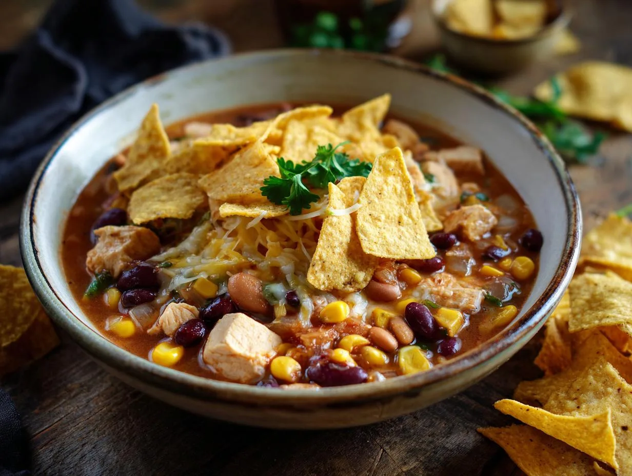 25-Minute Cheesy Chicken Tortilla Chili Recipe You’ll Love