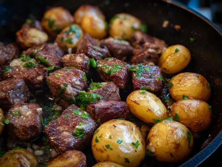 Garlic Steak Bites and Potatoes