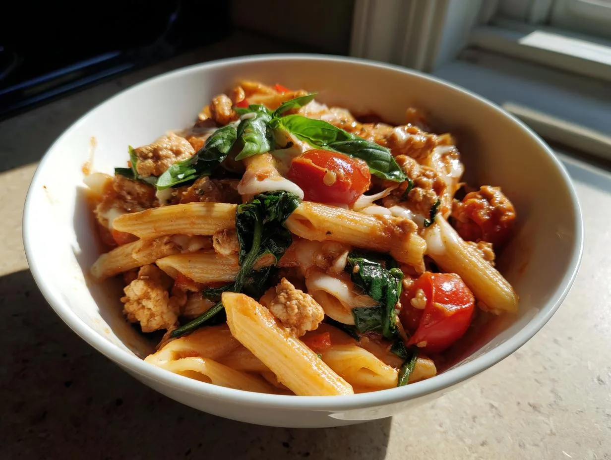 35-Minute Creamy Ground Chicken with Pasta Recipe