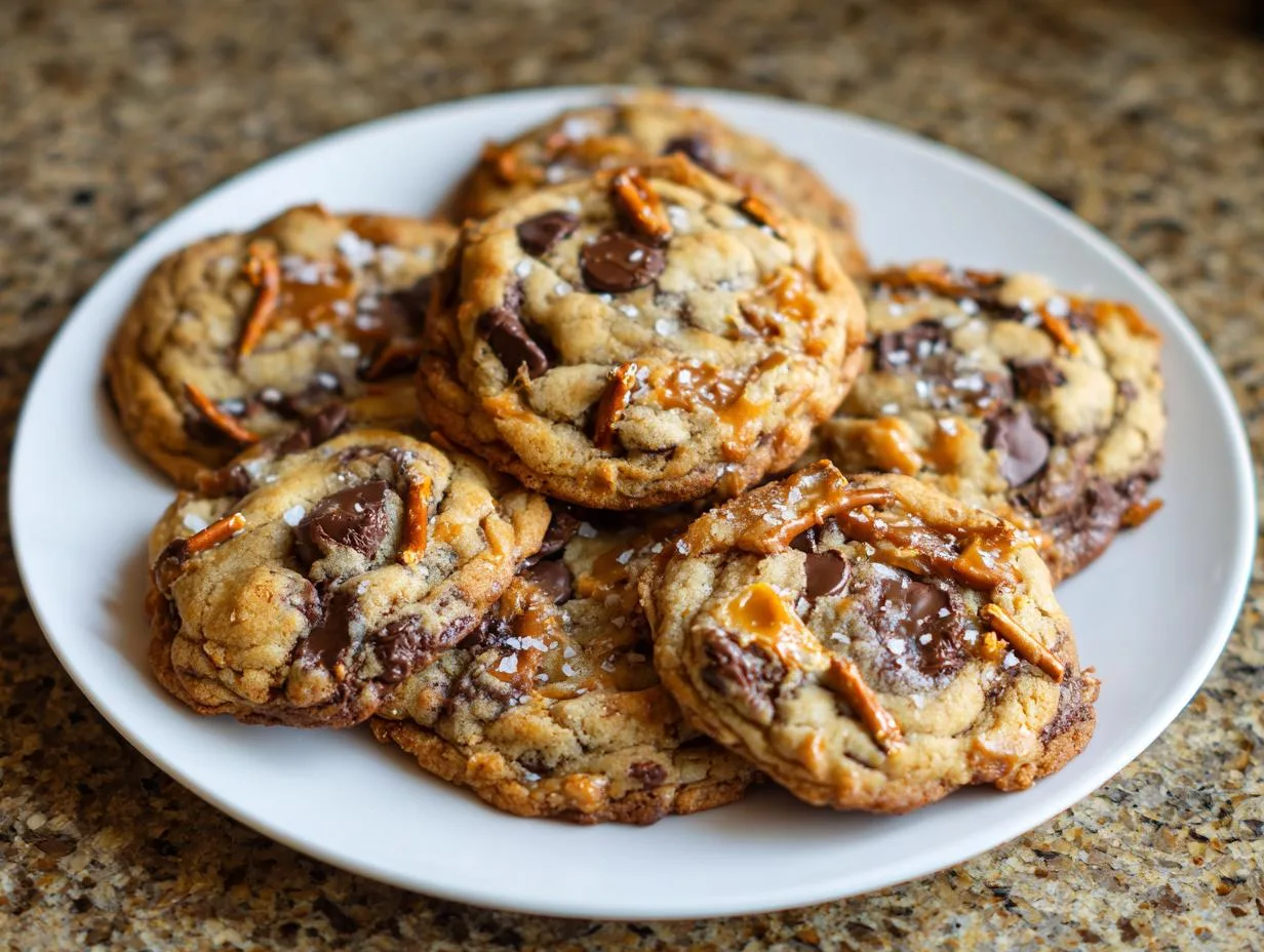 Salted Caramel Pretzel Chocolate Chip Cookies Recipe