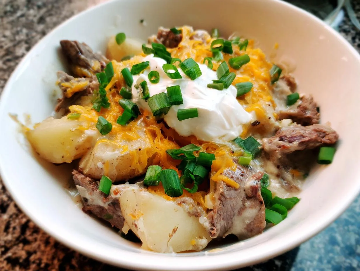Hearty 8-Ingredient Crockpot Steak Potato Bake Delights All