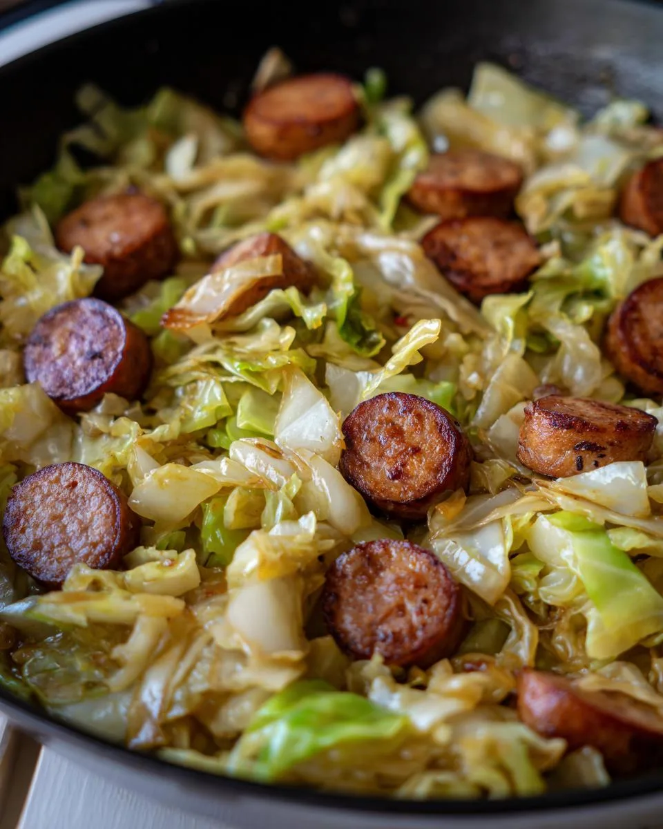 Fried Cabbage And Sausage - detail 3