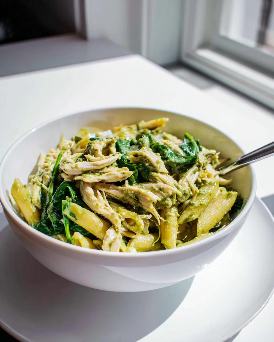 High-Protein Slow Cooker Pesto Chicken Pasta - detail 3