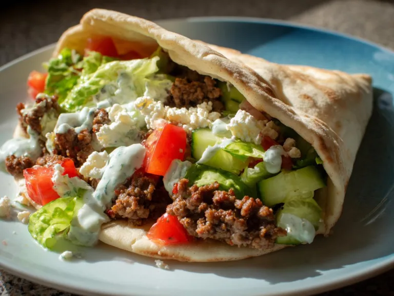 Mediterranean Ground Beef Pita Pockets