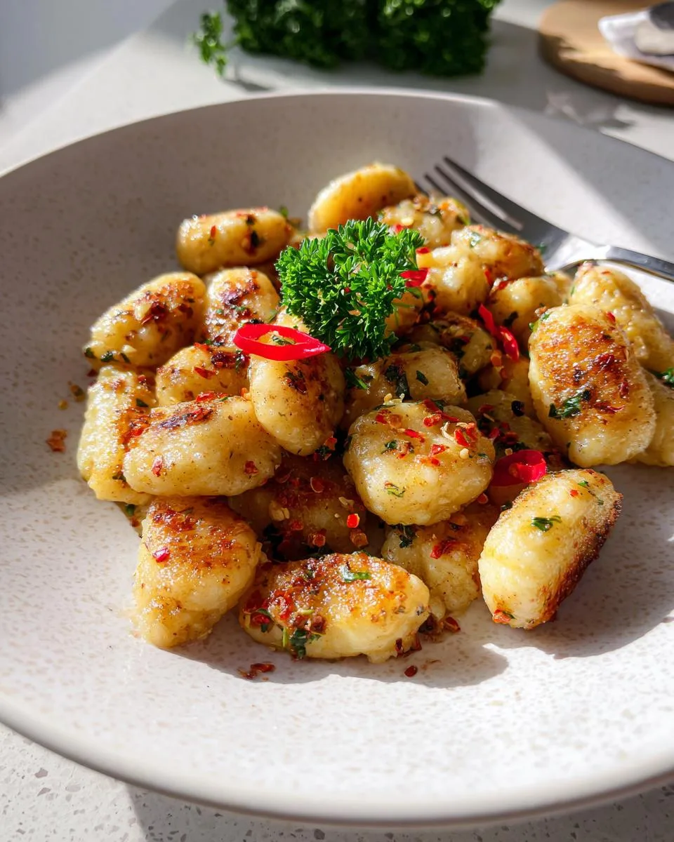 Pan Fried Aglio E Olio Cauliflower Gnocchi - detail 2