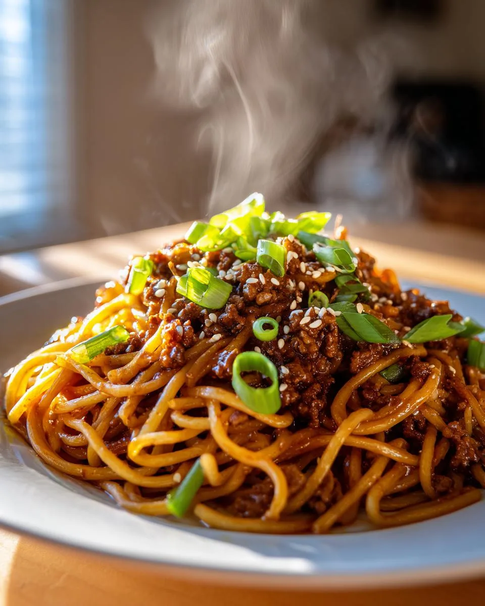 Asian Style Ground Beef Spaghetti - detail 1