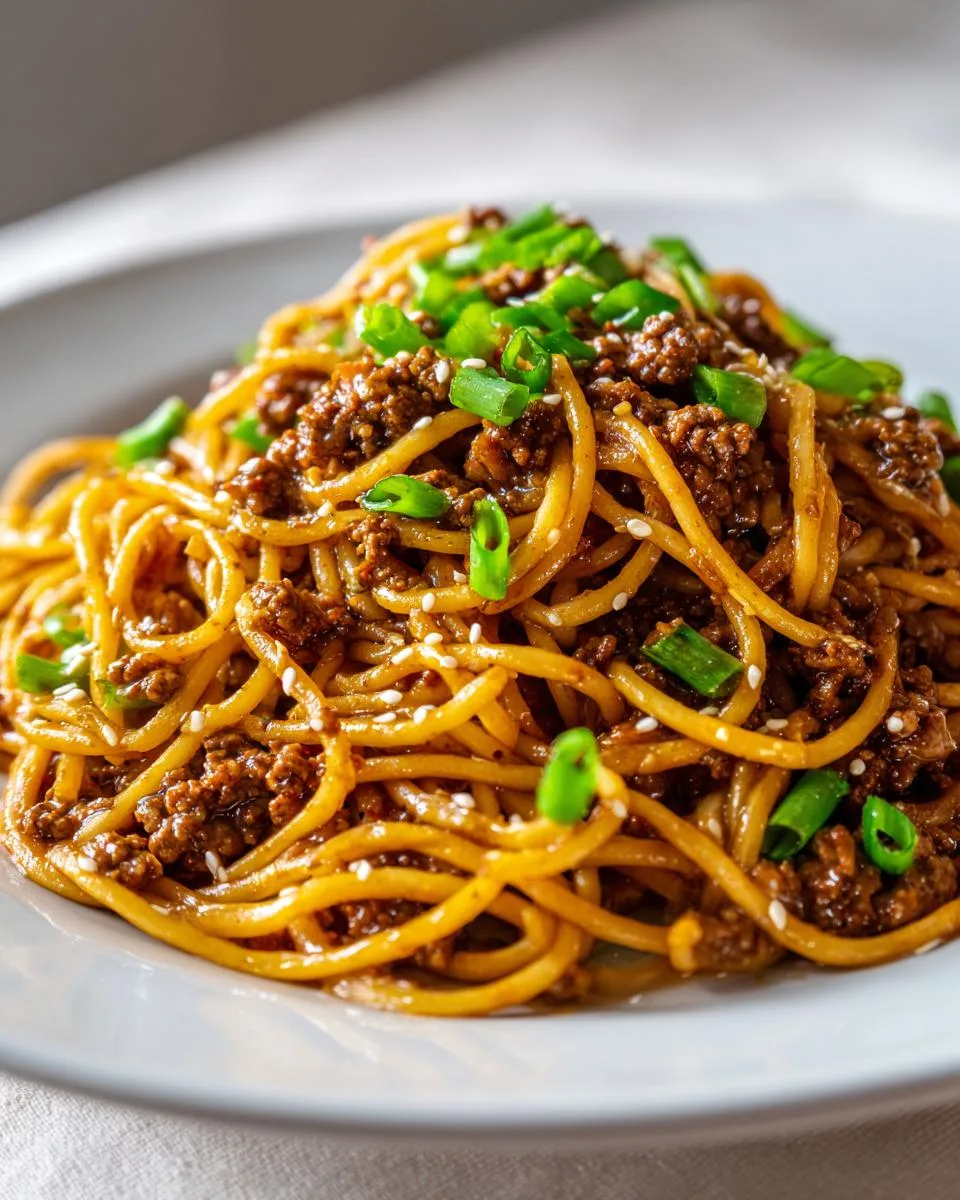 Asian Style Ground Beef Spaghetti - detail 2